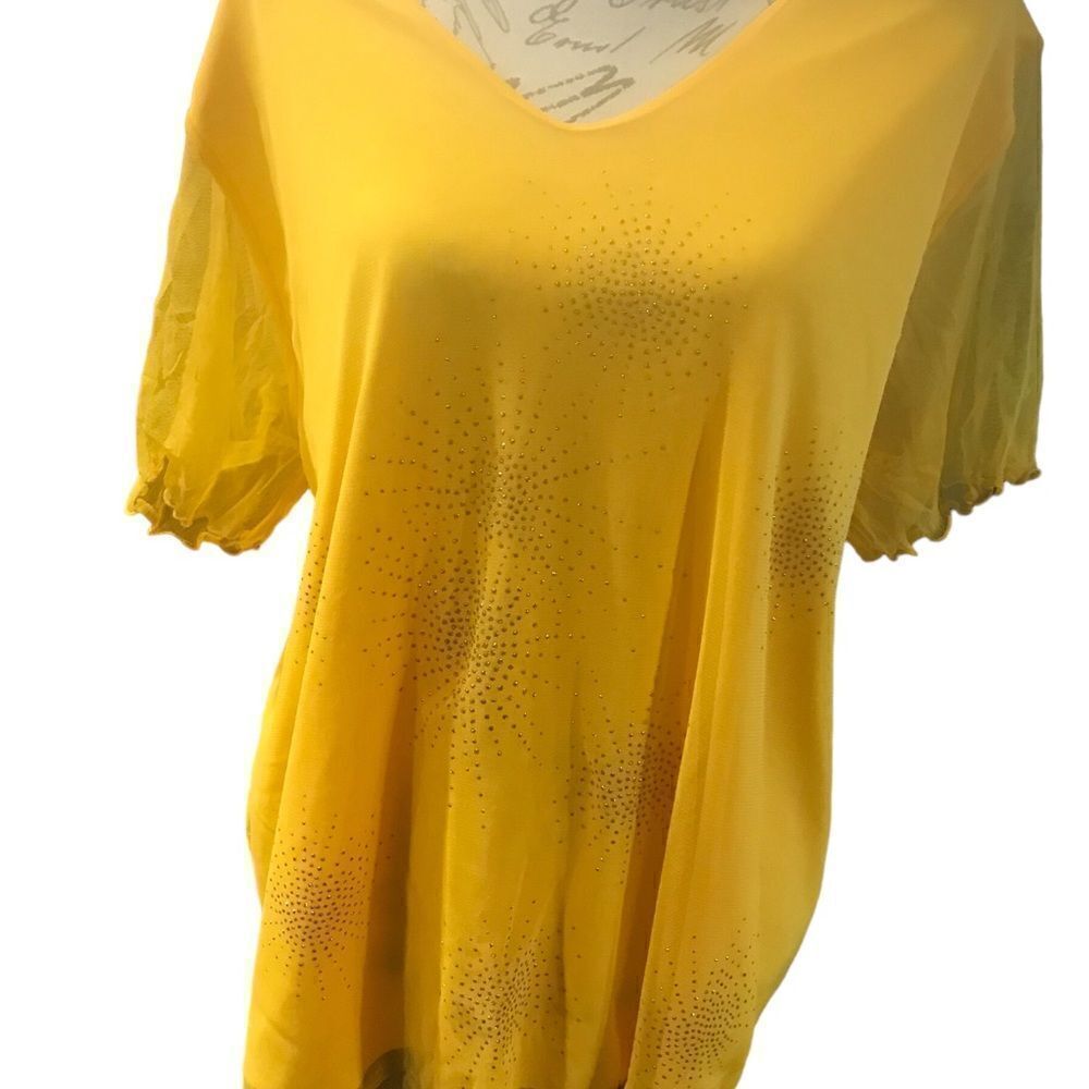 Giorgio Fiodine Yellow Blouse Plus Size Womens 26 28 NWT - Picture 2 of 16